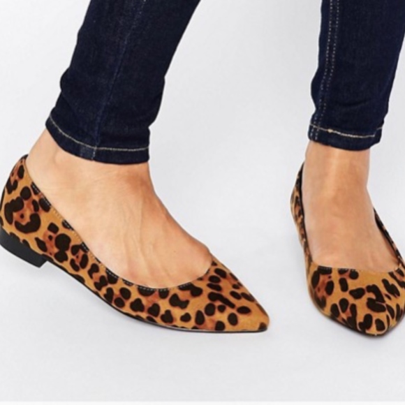 Asos Wide Fit Animal Print Pointed Flat 